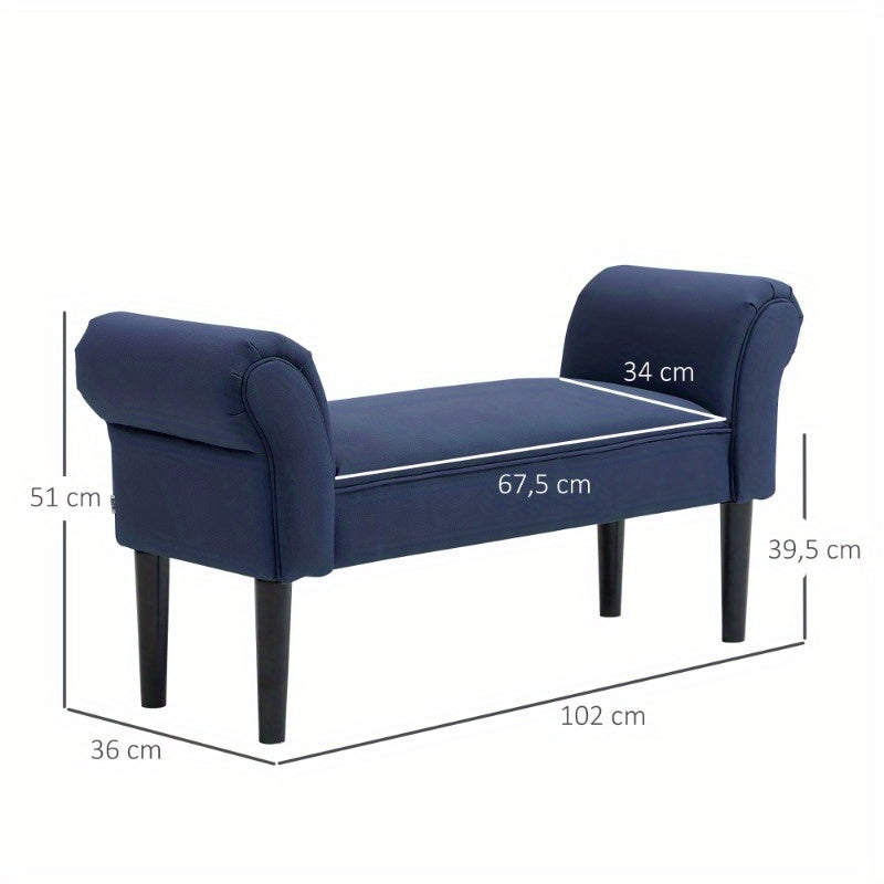 Opbergbank – Zitbank – Opbergkoffer – Poef – Bergbank – Blauw Sailcloth Stof – Stijlvol Comfortabel 102x36x51cm Max 130kg