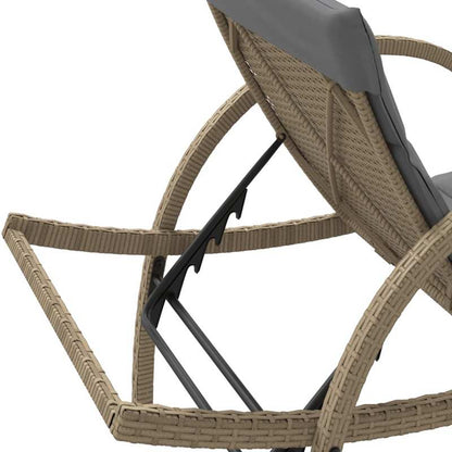 Lounger – Ligstoel – Tuinbank – Relaxstoel – Beige Kussen – Verstelbare Rugleuning – Wicker Resin Frame