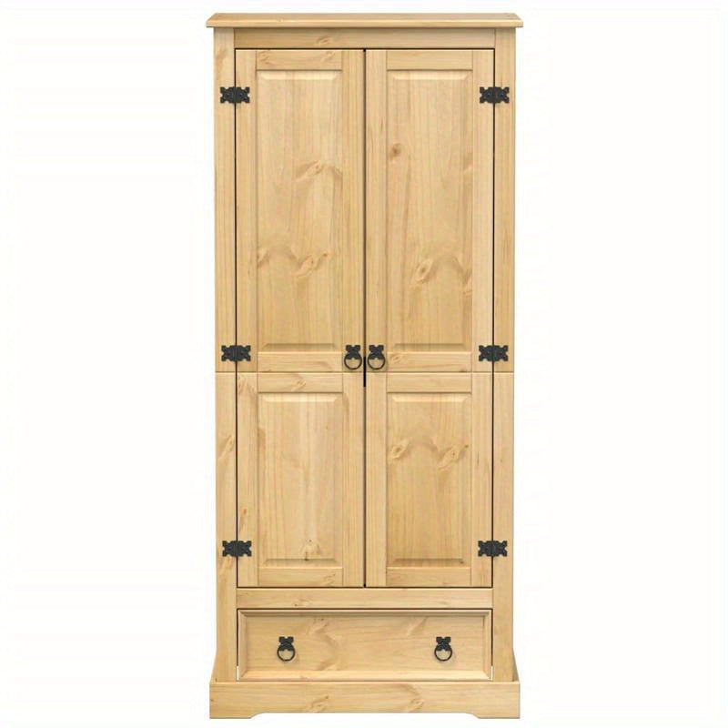 Kledingkast – Garderobekast – Opbergkast – Kleerkast – Kast – Massief Dennenhout – Compact 76x50x170 cm