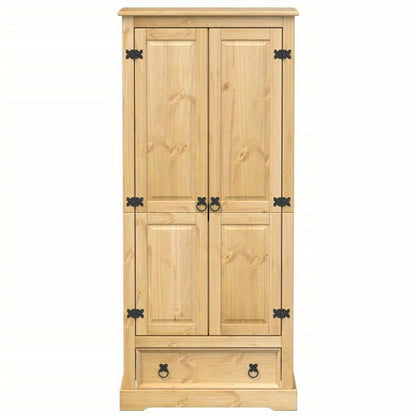 Kledingkast – Garderobekast – Opbergkast – Kleerkast – Kast – Massief Dennenhout – Compact 76x50x170 cm
