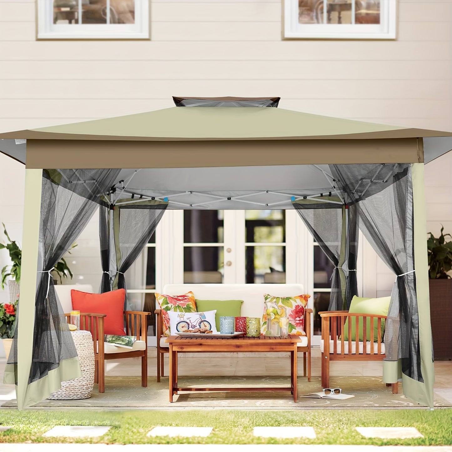Paviljoen – Tuinpaviljoen – Pergola – Partytent – Overkapping – 3,66x3,66 Meter – Muskietennet & Dubbele Dakventilatie