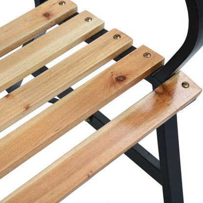 Tuinbank – Buitenbank – Tuinmeubel – Loungebank – Bierbank – Zwart Stalen Frame – 120 cm Hout