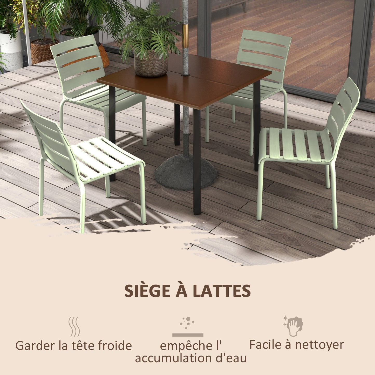 Bistro Stoelen Set – Tuinstoelen – Stapelbare Stoelen – Balkon Stoelen – Tuinmeubilair – UV-bestendig – 42x54x78 cm – Groen