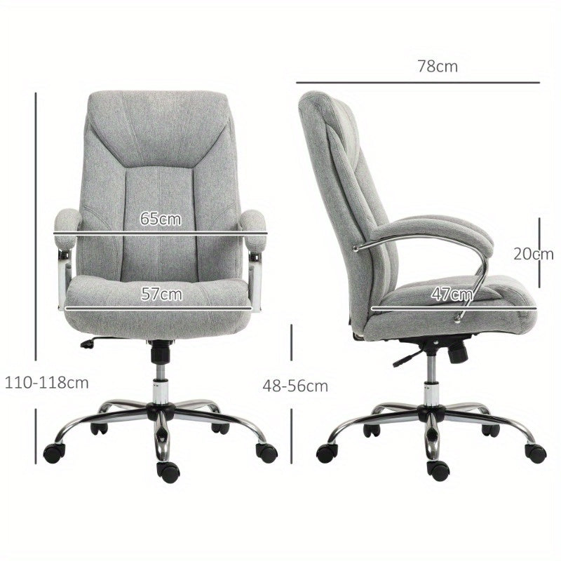 Vinsetto Ergonomic Office Chair with Adjustable Tilt & Height, Padded Armrests & Headrest, 360° Swivel, 5-Wheel Rolling Base - Light Gray Nylon Computer Desk Chair for Home & Office, Big And Tall Office Chair, Minimalistic D