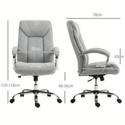 Vinsetto Ergonomic Office Chair with Adjustable Tilt & Height, Padded Armrests & Headrest, 360° Swivel, 5-Wheel Rolling Base - Light Gray Nylon Computer Desk Chair for Home & Office, Big And Tall Office Chair, Minimalistic D