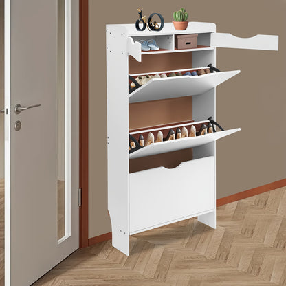 Schoenenkast – Schoenopbergkast – Schoenrek – Schoenmeubel – Schoenenopslag – Wit – Ruimtebesparend Smal Ontwerp – 13 Paar Schoenen Capaciteit