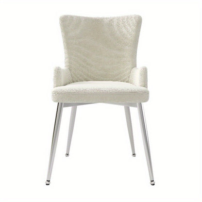 Eetkamerstoelen – Stoelen – Kuipstoelen – Armleunstoelen – Dining Chairs – Luxe Fluwelen Zitting – Zilverkleurig Metalen Frame – Set van 6 – Beige – Comfortabel