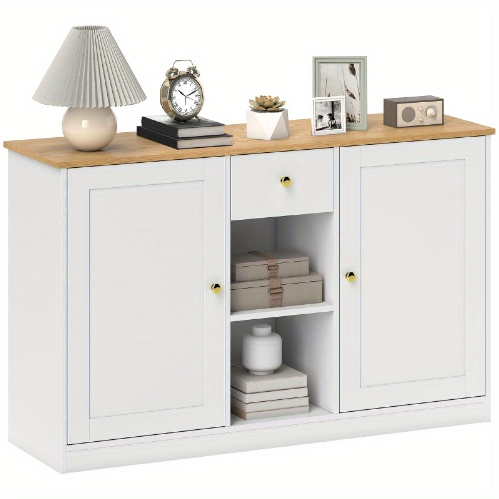 Dressoir – Sideboard – Opbergkast – Buffetkast – Kast – Wit – 120 cm Breed – Melamine Met Lade En Deuren