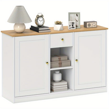 Dressoir – Sideboard – Opbergkast – Buffetkast – Kast – Wit – 120 cm Breed – Melamine Met Lade En Deuren