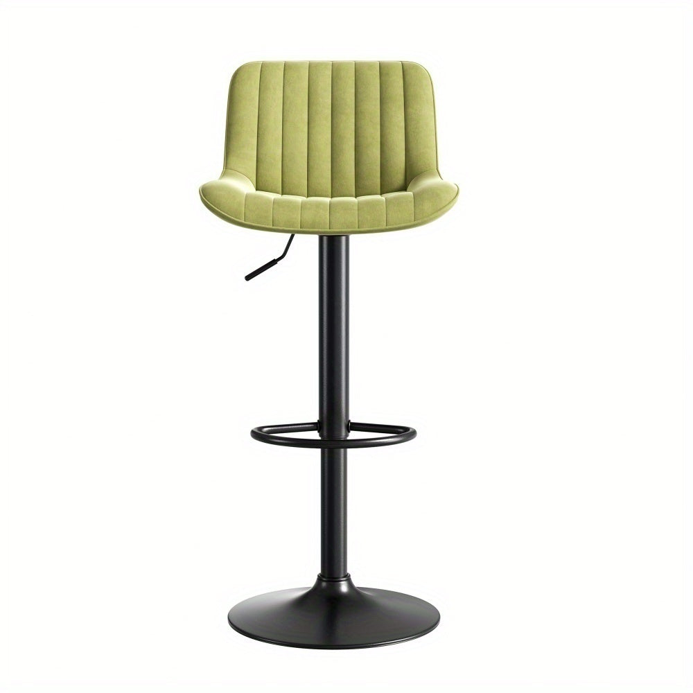 Barstoel – Barkruk – Barstoel Kruk – Keukenstoel – Barstoel Stoel – Set van 2 – Verstelbare Zithoogte – 360° Draaibaar – Groene Velvet Bekleding – Stevige Zwarte Metalen Poten