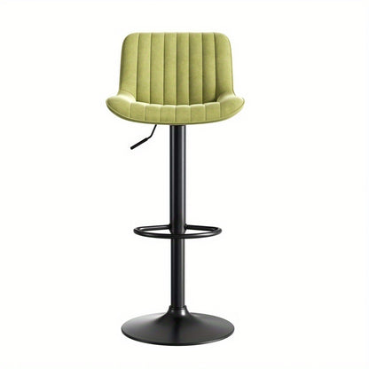 Barstoel – Barkruk – Barstoel Kruk – Keukenstoel – Barstoel Stoel – Set van 2 – Verstelbare Zithoogte – 360° Draaibaar – Groene Velvet Bekleding – Stevige Zwarte Metalen Poten