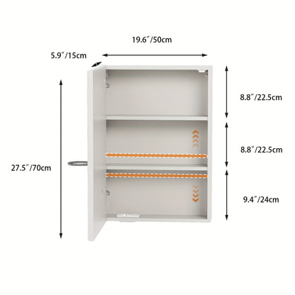 Badkamerspiegel – Medicijnkast – Wandspiegel – Opbergkast – Spiegelkast – Anti-Condens – 60x15x80 cm – Wit Met Metaal – Dimbare Planken