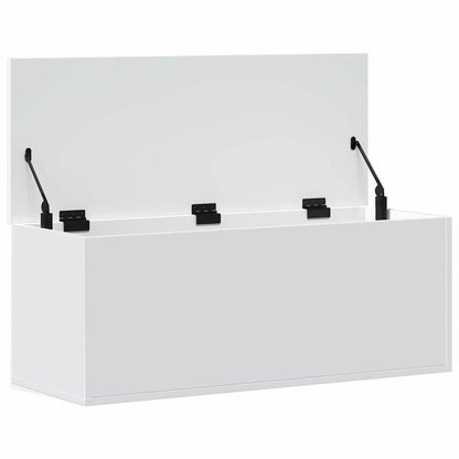 White Modern Minimalist Wooden Storage Box with Open Lid - Large Rectangular Organizer Chest for Bedroom, Living Room, Home Office - Sturdy Wooden Construction, Space-Saving Design, Multi-Purpose Furniture for Clothes, s