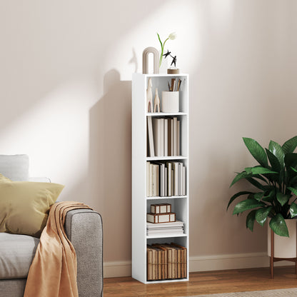 Boekenkast – Boekplank – Opbergkast – Wandrek – Stellingkast – Wit Houten Design – 5 Verstelbare Planken – Compact Hoogte 133,5 cm