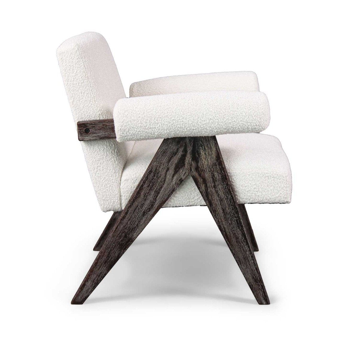 Fauteuil – Armstoel – Lounge Stoel – Relaxfauteuil – Leunstoel – Massief Parawood – Waterafstotende Bouclé Bekleding