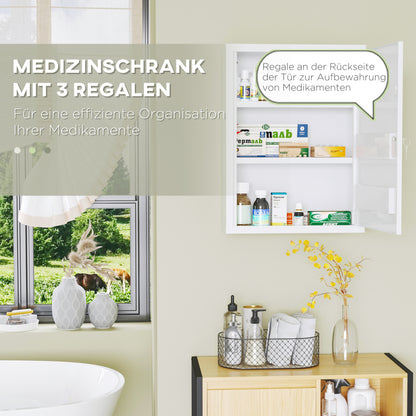 Wandkastje Medicijnkastje Apothekerskastje Opbergrek Met Slot – Veiligheidskastje Badkamerkeuken – Wit 40x15x53,5 cm – Ruimtebesparend En Met 2 Stalen Sleutels