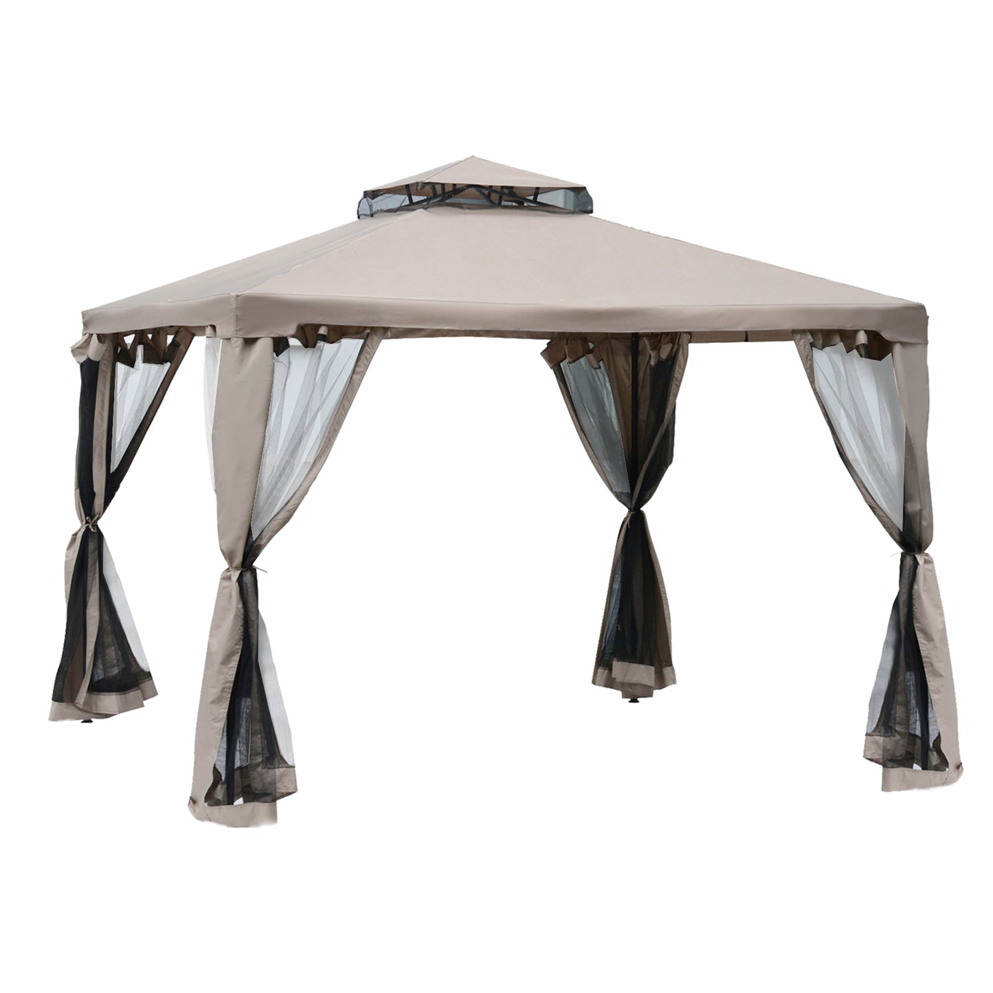Partytent – Tuinpaviljoen – Tuinkamer – Tent – Overkapping – Grijs – Weerbestendig Stalen Frame – Hoogwaardige Polyester Bekleding – 2,94 x 2,94 m
