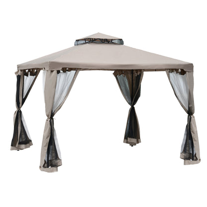 Partytent – Tuinpaviljoen – Tuinkamer – Tent – Overkapping – Grijs – Weerbestendig Stalen Frame – Hoogwaardige Polyester Bekleding – 2,94 x 2,94 m