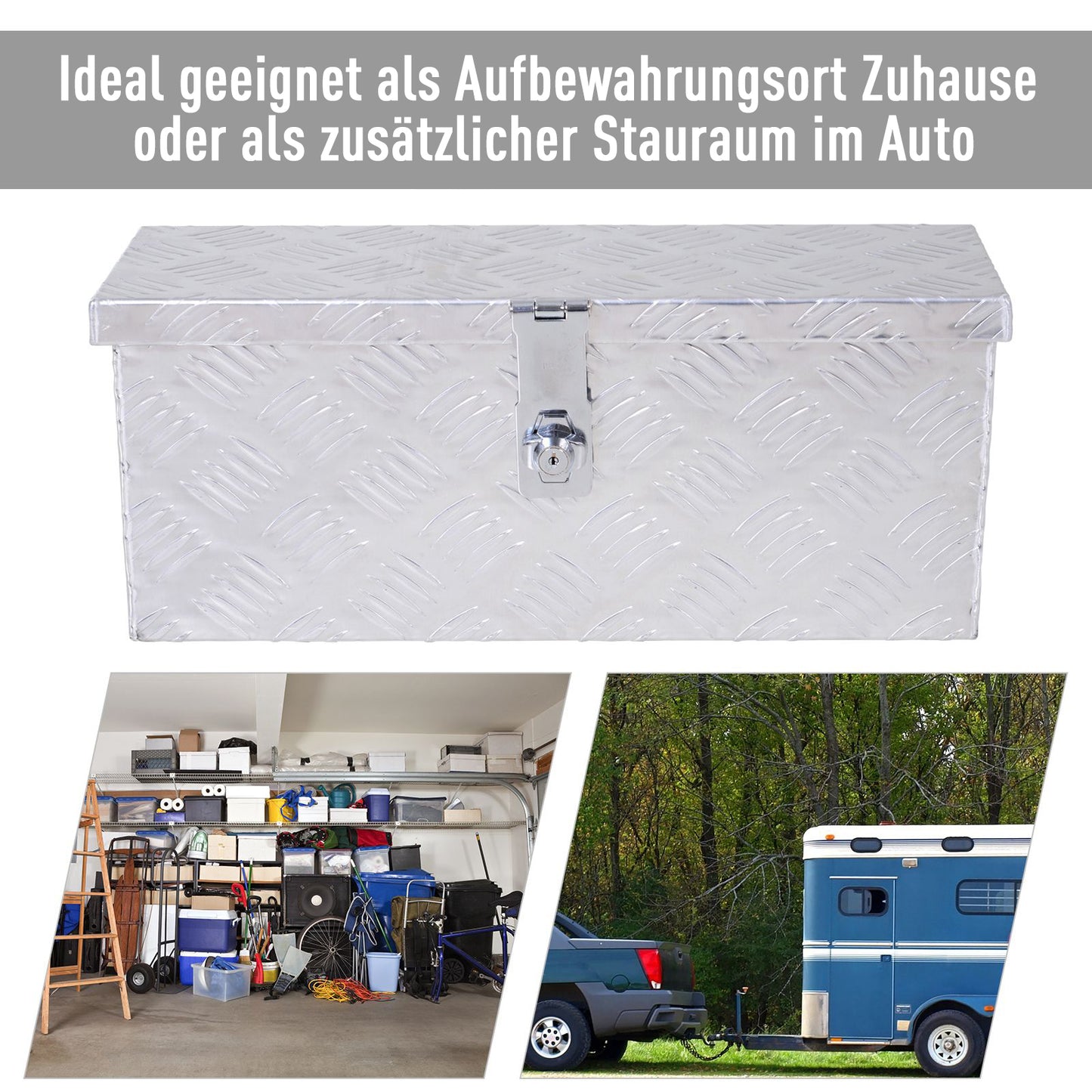 Aluminium Gereedschapskist – Opbergkist – Transportkist – Toolbox – Werkplaatskist – Ingebouwd Slot – 76 x 33 x 25 cm