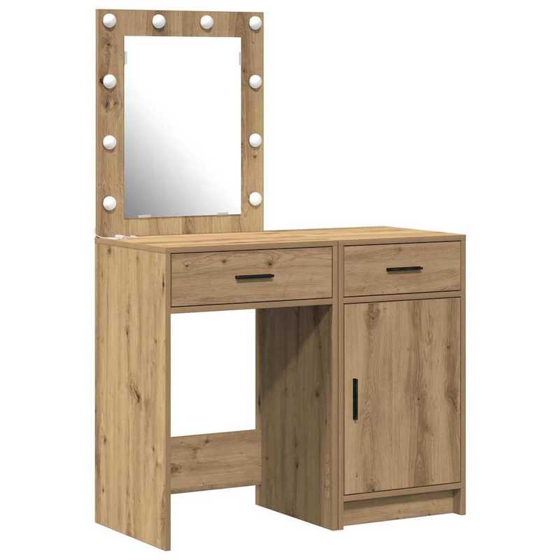 Opbergkast – Opbergmeubel – Ladekast – Badkamerkast – Kaptafel – Bruin Eikenfineer – Compact 50x41x135 cm – Duurzaam Plaatmateriaal