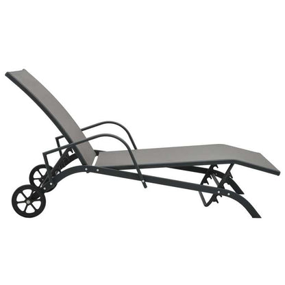 Loungebed – Ligbed – Relaxbed – Tuinbed – Stalen Frame – Verstelbare Rugleuning – Met Wieltjes