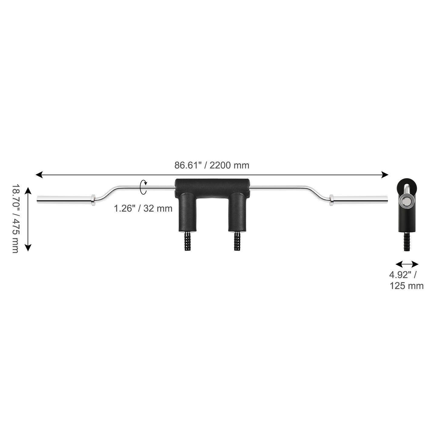 Squatbar – Safety Squat Bar – Halterstang – Fitness Bar – Halter – 32mm Staal – 680 kg Draagvermogen – Schouderbescherming met Foam Padding