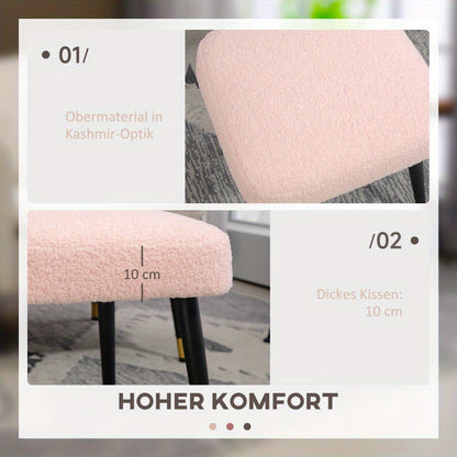 Voetenbank – Voetensteun – Poef – Krukje – Hocker – Roze Vierkant – Cashmere Look – Metalen Poten – Max 120 kg