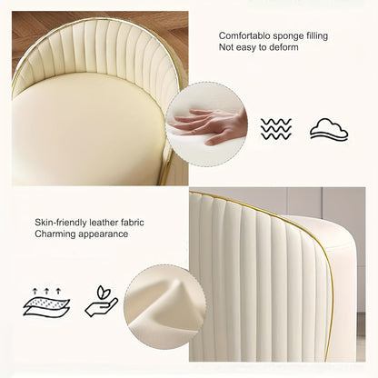 Make-upkruk – Schminkkruk – Kaptafelkruk – Draaikruk – Poef – 360° Draaibaar – Met Metalen Frame En Leerachtige Bekleding