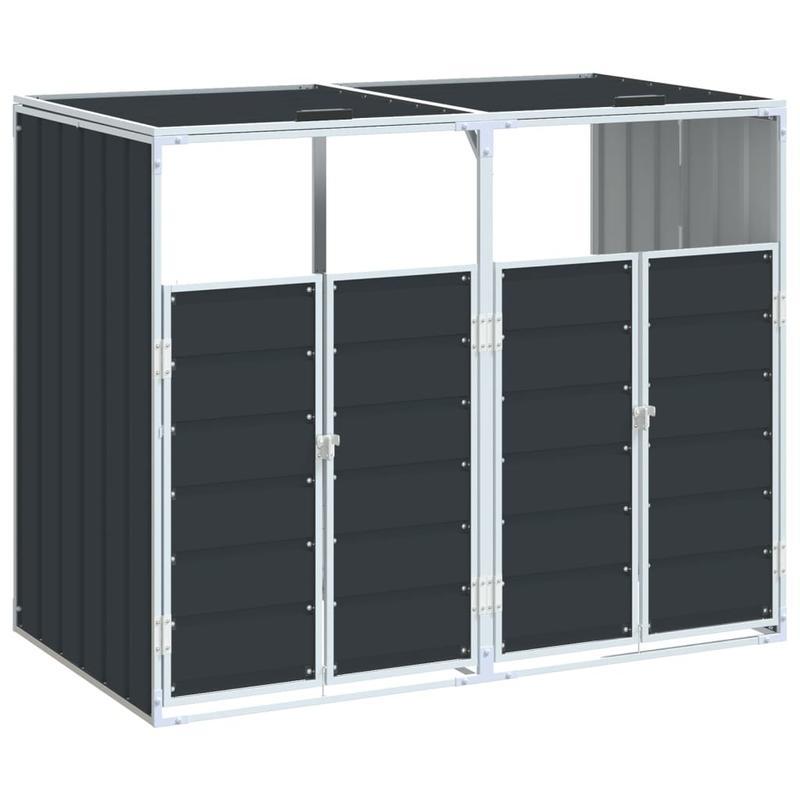 Buitenafvalbak – Afvalcontainer – Afvalbak Met Slot – Afvalopvang – Vuilnisbak – Stevig Stalen Materiaal – Weerbestendig Antracietgrijs – 142x81x112 cm