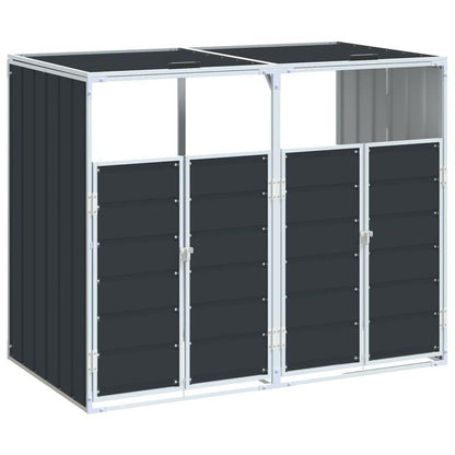 Buitenafvalbak – Afvalcontainer – Afvalbak Met Slot – Afvalopvang – Vuilnisbak – Stevig Stalen Materiaal – Weerbestendig Antracietgrijs – 142x81x112 cm
