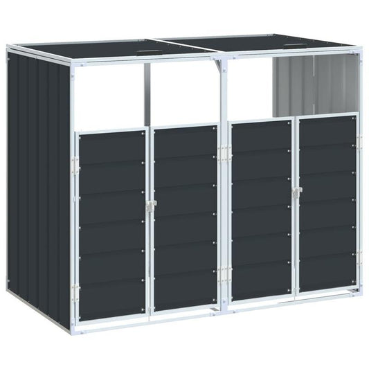 Buitenafvalbak – Afvalcontainer – Afvalbak Met Slot – Afvalopvang – Vuilnisbak – Stevig Stalen Materiaal – Weerbestendig Antracietgrijs – 142x81x112 cm