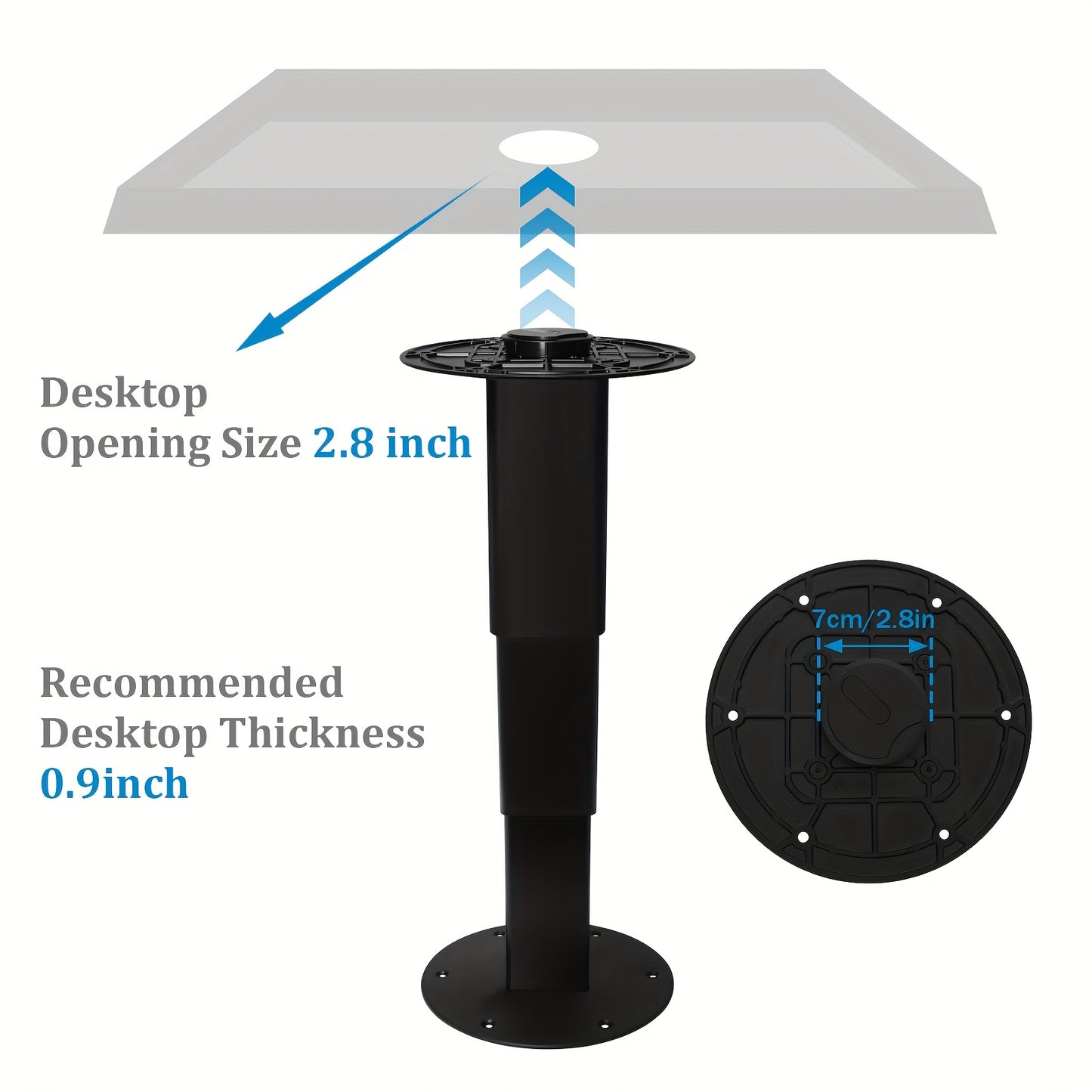 Verstelbare Tafelpoten – Tafelpoot Verstelbaar – Tafelzuil – Tafelonderstel – Pneumatische Lift – Hoogte 33-73 cm – Draagkracht 81,65 kg – Aluminium & ABS – Ruimtebesparend Design