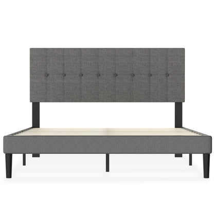 Bedframe – Bed – Slaapbed – Ledikant – Boxspring – 140x200 cm – Linnen Bekleding – Stevig Metalen Frame – 12 Latten Voor Optimale Ventilatie