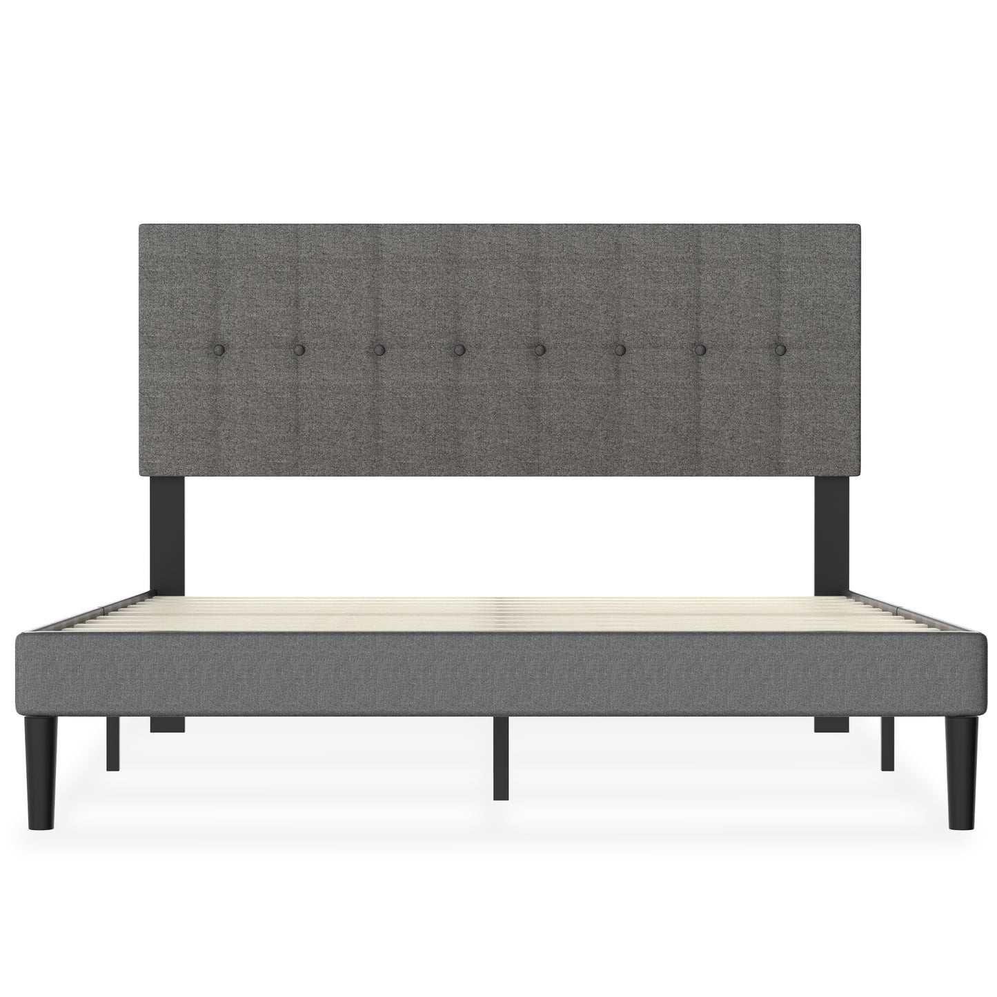 Bedframe – Bed – Bedframe Gestoffeerd – Slaapkamerbed – Linnen Bed – Lichtgrijs – 160x200 cm – Stevig Metalen Frame – 12 Lattenbodem