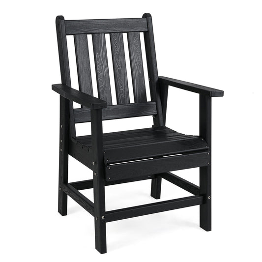 Tuinstoel – Tuinfauteuil – Buitenstoel – Relaxstoel – Armstoel – Weerbestendig HDPE – Houten Look Met Lattenstructuur