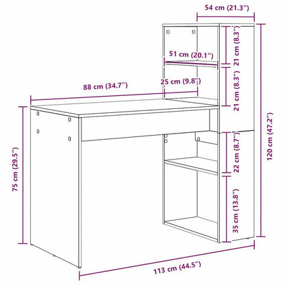 Bureau – Bureautafel – Computertafel – Schrijftafel – Werkplek – Sonoma Eiken – Compacte Afmetingen 113x54x120 cm
