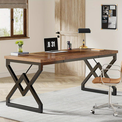 Bureau – Bureautafel – Computertafel – Werkplek – Schrijftafel – Groot Werkoppervlak 160x70 cm – Dikke Houten Tafelplaat & Stabiel Metalen Frame