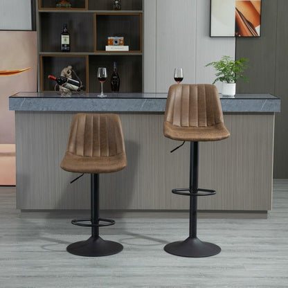 Barkrukken – Barstoelen – Barstoelen Set – Keukenstoelen – Krukken – Verstelbaar 43-110 cm – 360° Draaibaar – Polyester Bruin