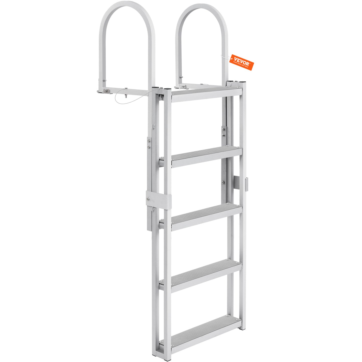 Steigerladder – Steigertrap – Bootladder – Dockladder – Aluminium Ladder – Verstelbare Hoogte 170-200 cm – 5 Antislip Treden