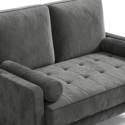 2-zitsbank – loveseat – tweezitsbank – zitbank – tweepersoonsbank – Velvet Bekleding – Inclusief 2 Lendenkussens – Compact Ontwerp – Hardhouten Frame – Blauw