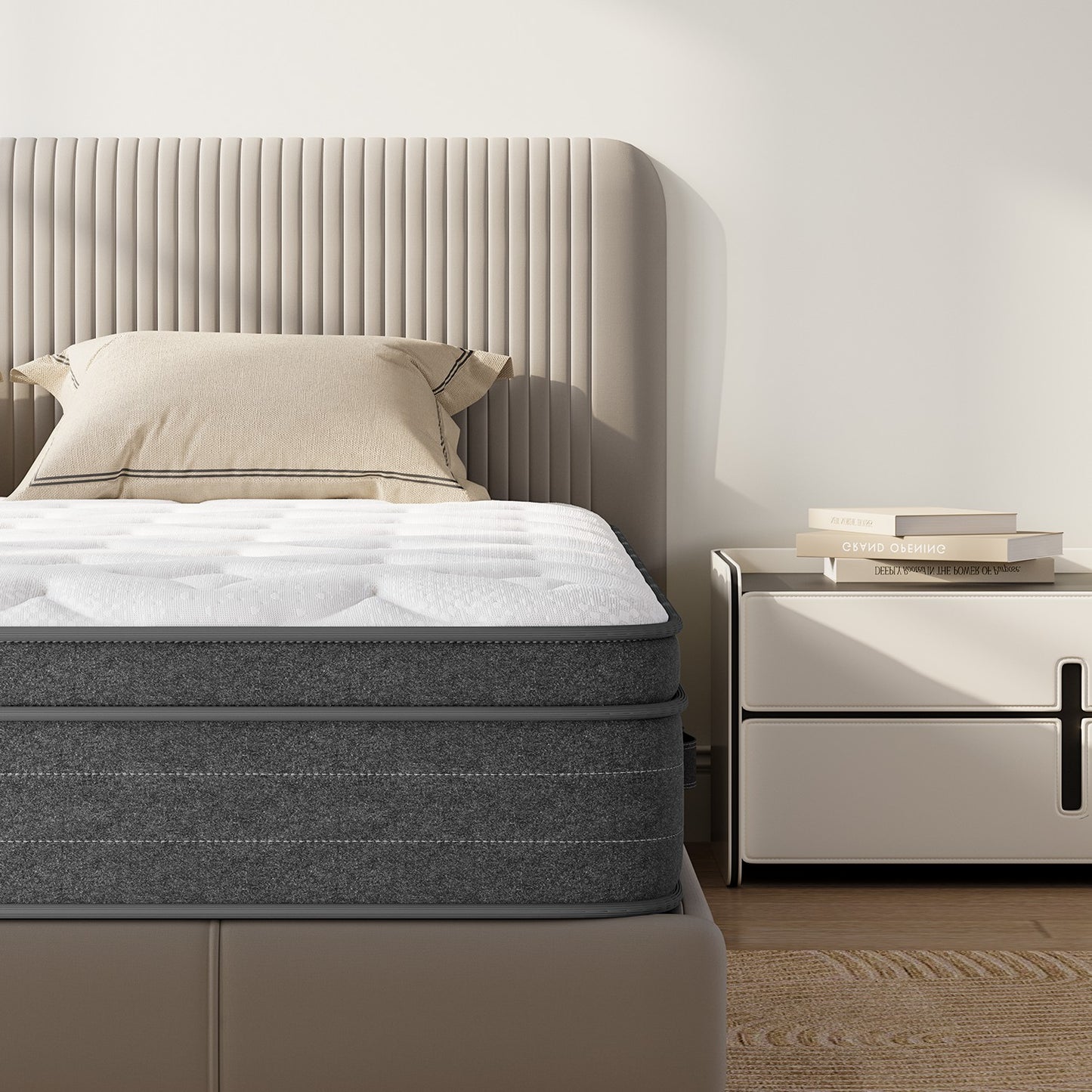 Memory Foam Sprung Hybrid Mattress Medium Firm | Double Bed Mattresses for Pressure Relief & Comfortable Sleep, Polyester Blend Cover, NECHE Brand