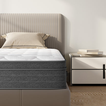 Memory Foam Sprung Hybrid Mattress Medium Firm | Double Bed Mattresses for Pressure Relief & Comfortable Sleep, Polyester Blend Cover, NECHE Brand