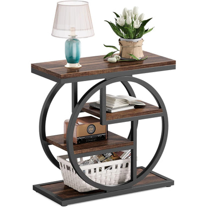 Nachtkastje – Bijzettafel – Ladekastje – Wandkast – Opbergkast – Smal Ontwerp – MDF & Metalen Frame – 4 Lades – Verstelbare Voeten
