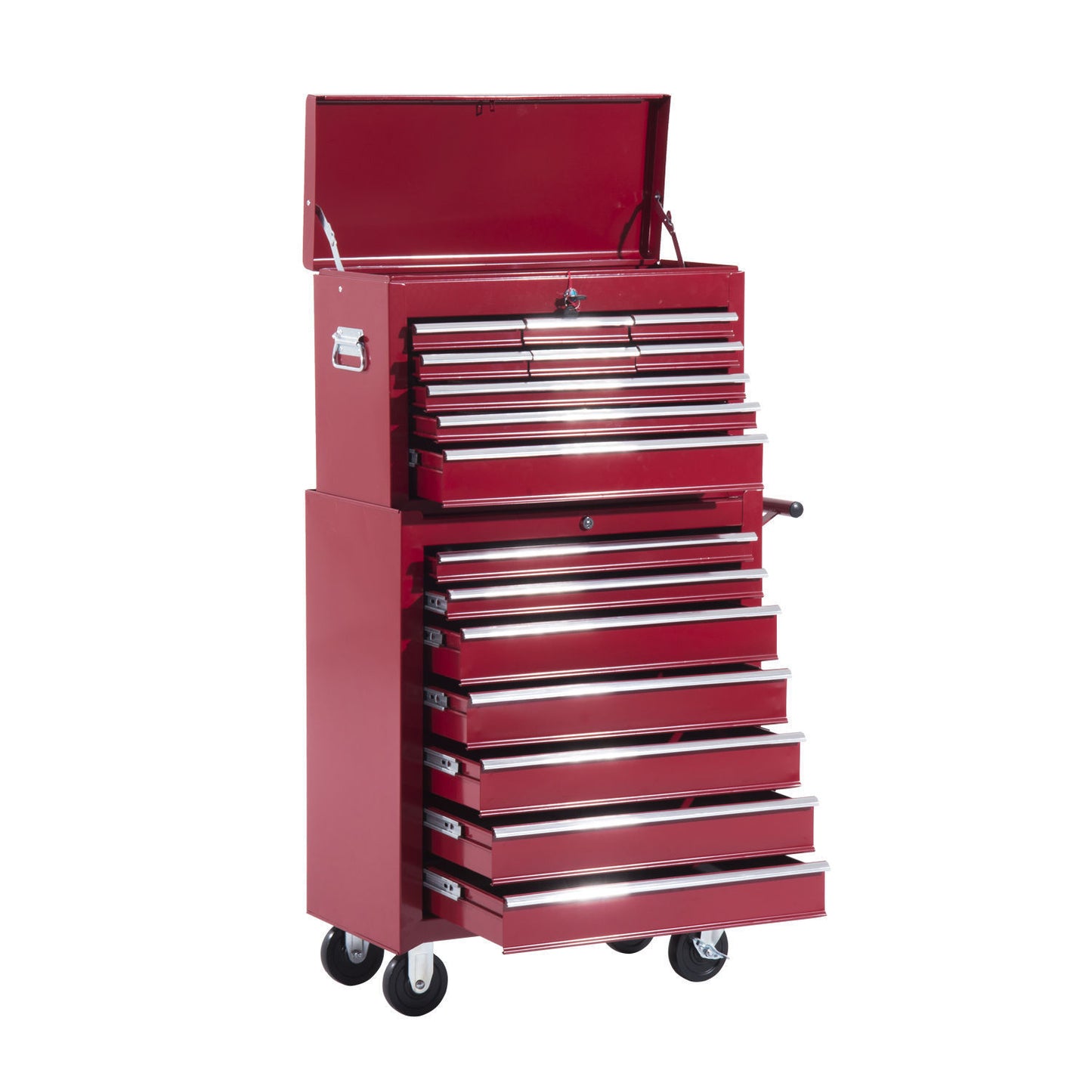 Gereedschapswagen – Werkstattwagen – Opberkkast – Mobiele Toolbox – Rolwagen – 16 Laden Met Slot – Stevig Stalen Frame Rood