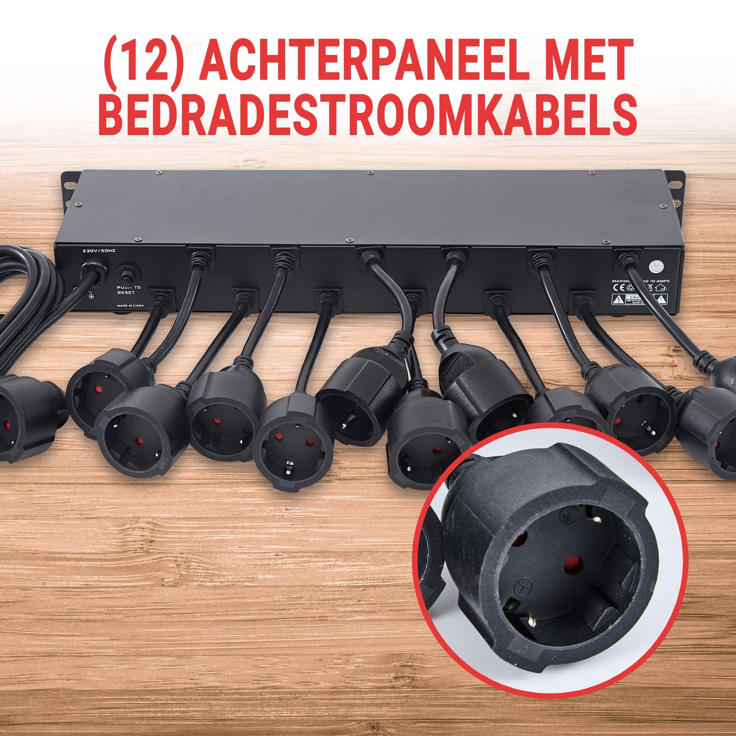 Stekkerdoos – Stroomverdeler – Aansluitunit – Stopcontacten – Multistekker – 16 Vaste Uitgangen – Ingebouwde USB 5V/2A – Overspanningsbeveiliging – 4,57m Kabel – 1U Rackmount