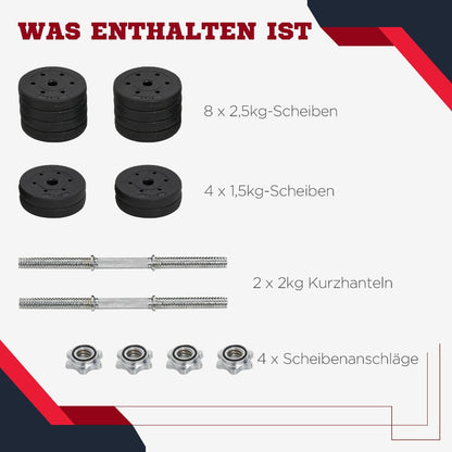Verstelbare Halterset – Dumbbells – Gewichtsschijven – Krachttraining Set – Fitness Gewichten – Tot 30 kg – Stalen Frame Met PU-Coating