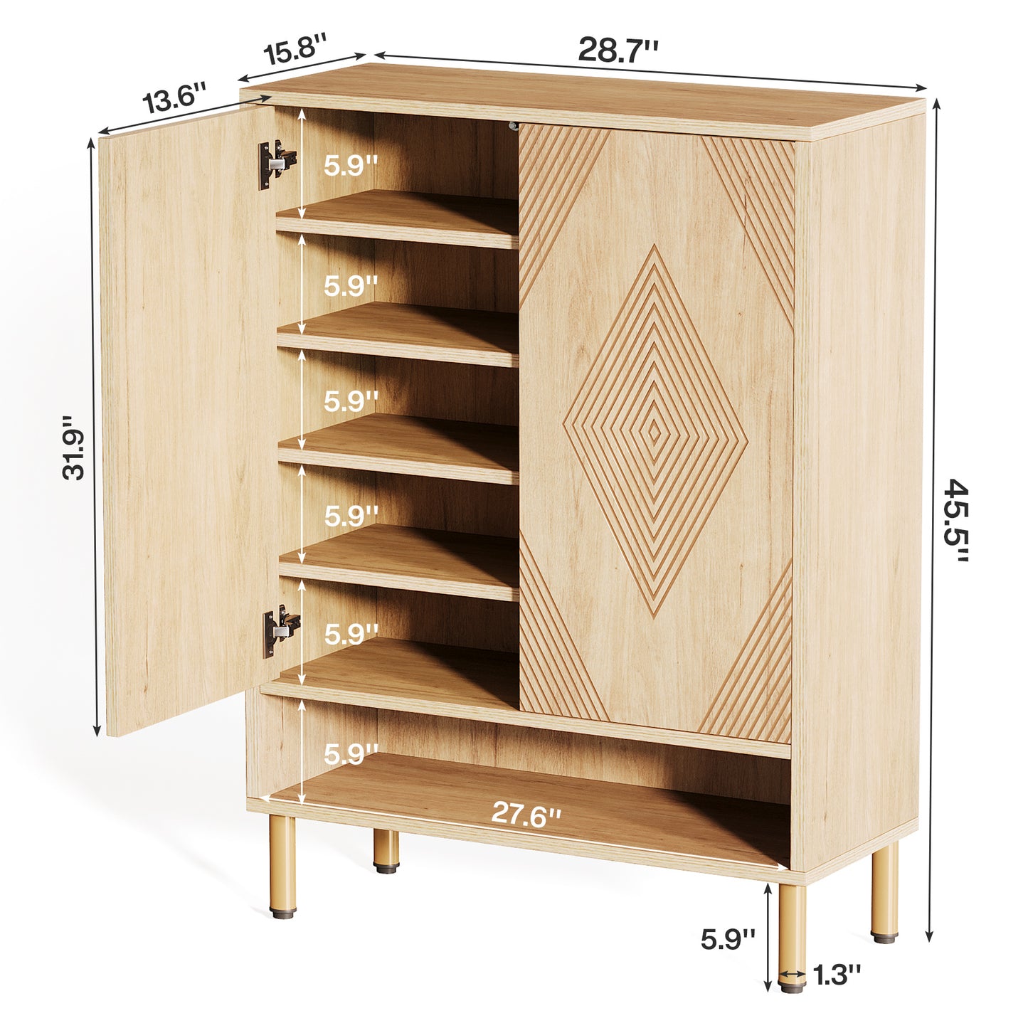 Schoenenkast – Schoenenrek – Schoenenopberger – Schoenenkast – Schoenendisplay – 6-laags met 24 paar capaciteit – Verstelbare planken in eikenlook