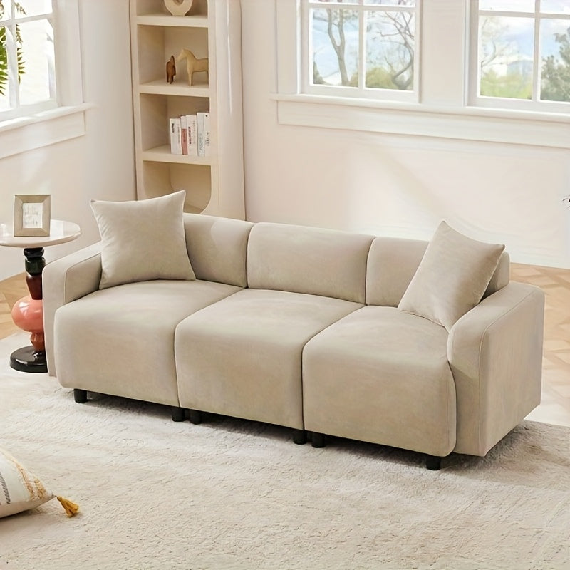 3-Zits Bank – Sofa – Bankstel – Zitbank – Hoekbank – Mosterdgeel – Comfortabele Zachte Stof – Stevig Frame