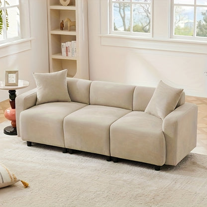 3-Zits Bank – Sofa – Bankstel – Zitbank – Hoekbank – Mosterdgeel – Comfortabele Zachte Stof – Stevig Frame
