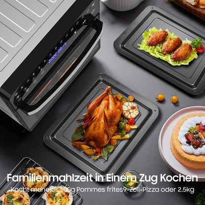 Airfryer – Heteluchtfriteuse – Luchtfriteuse – XXL Friteuse – Heteluchtoven – 15 Liter – 2200W Vermogen – 13 Multifunctioneel